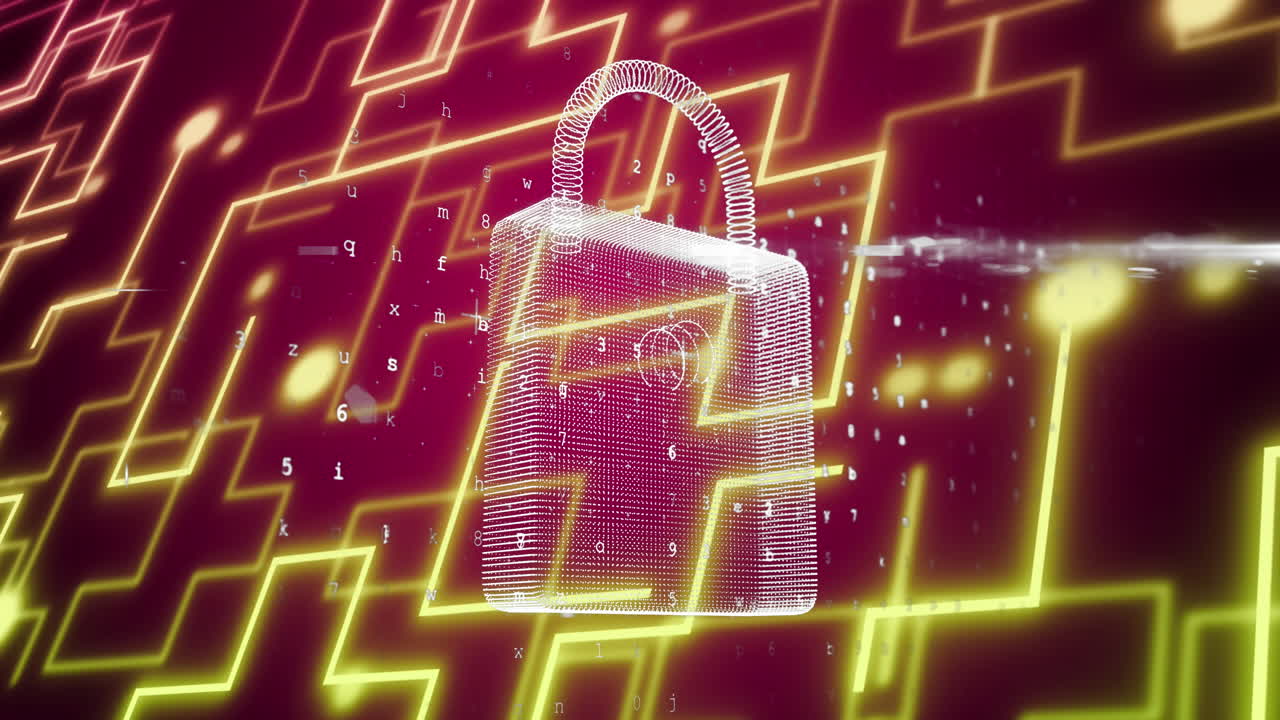 animación del candado y procesamiento de datos a través de una red de conexiones