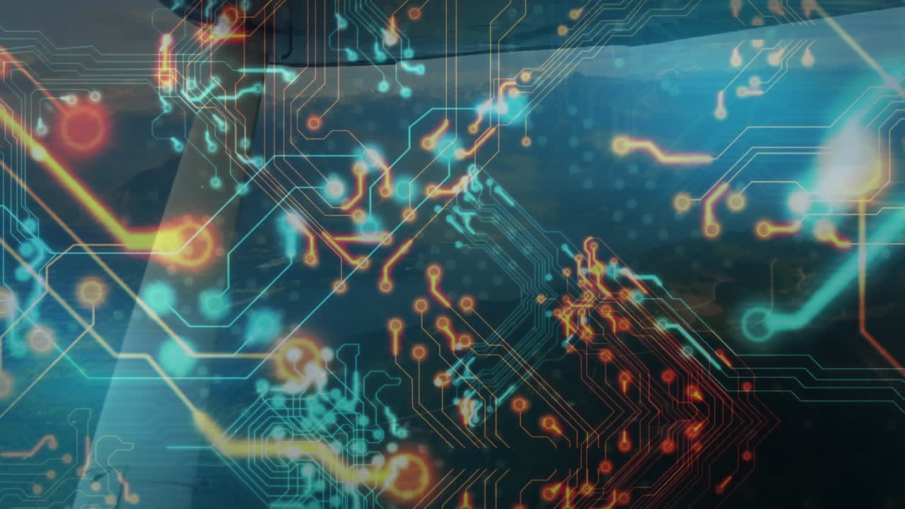 Animation of network of connections with icons over globe