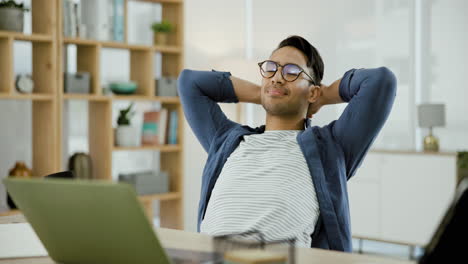 happy man relaxing at his desk