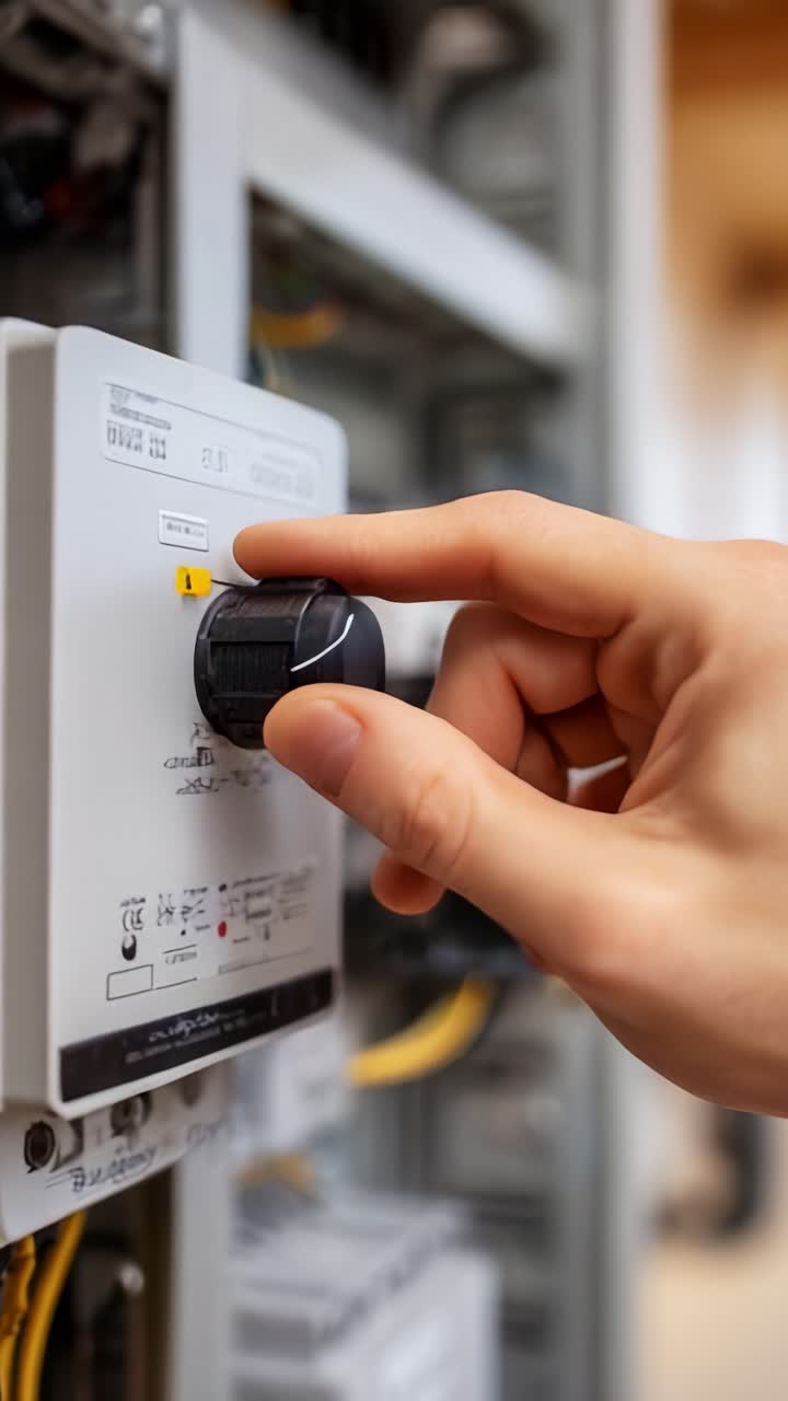 Adjusting the Control Dial on an Electrical Panel to Manage Energy Flow ...