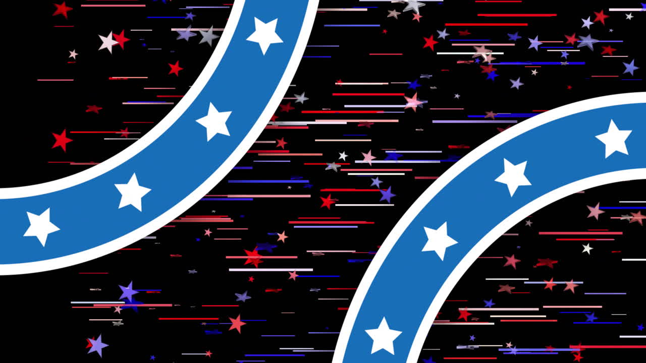 animación de formas con estrellas y rastros de luz de colores sobre fondo negro