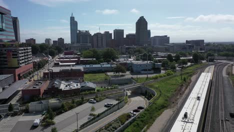 raleigh, nc. estación union y el paisaje urbano del centro