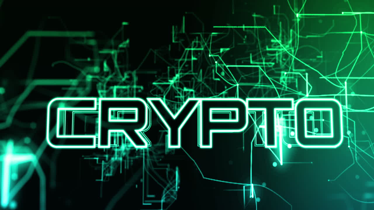 Animation of crypto text over black background