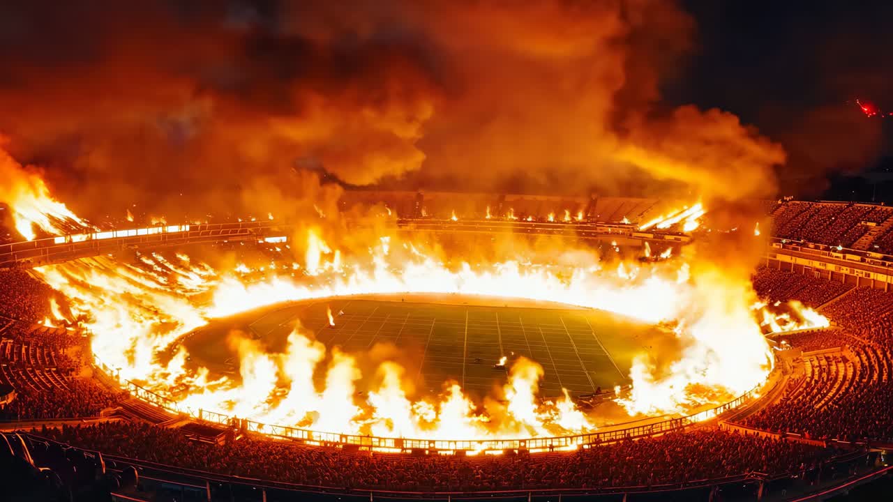 축구 경기를 보는 많은 사람 들 이 가득 찬 큰 경기장