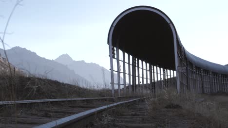 an abandoned rail in south america. close to the aconcagua. dark place