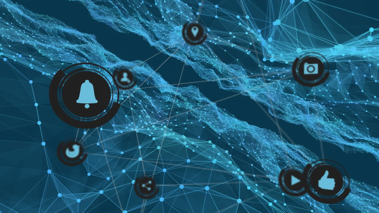 red de iconos digitales contra la red de conexiones