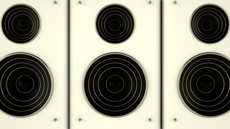 set of dynamics. looped 3d animation of a loudspeakers.
