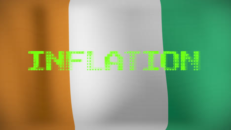 animation of inflation text over flag of ivory coast