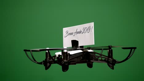 message delivery by drone : season's greetings on a green screen, french version