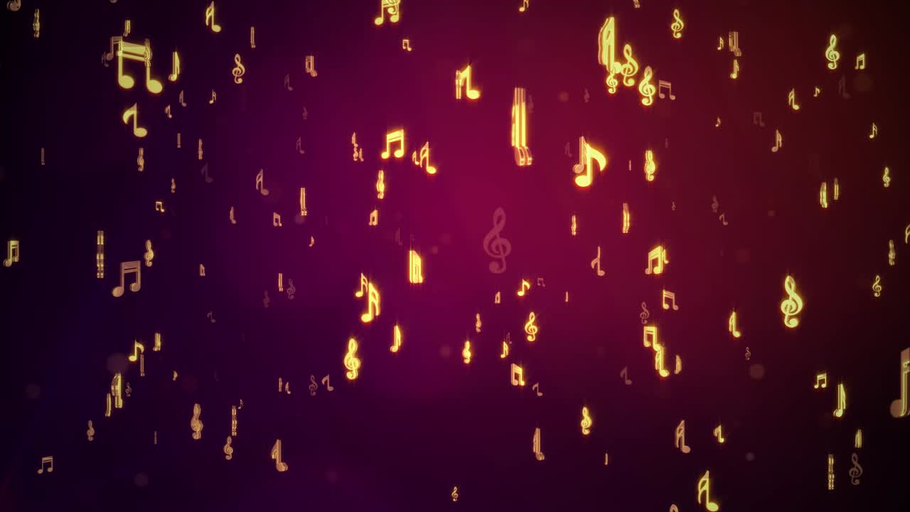 Musical notes flying up, animation 4K 3D Loop Animation New Motion Background