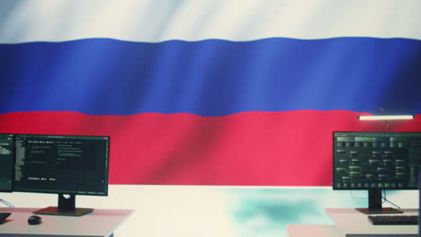 governmental hacking and surveillance room showcasing russian federation