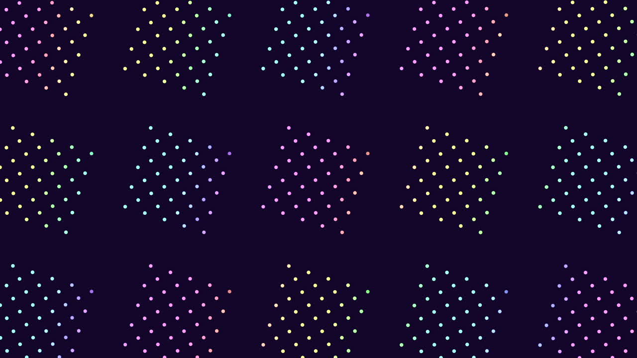 patrón de puntos geométricos vibrantes en un fondo oscuro