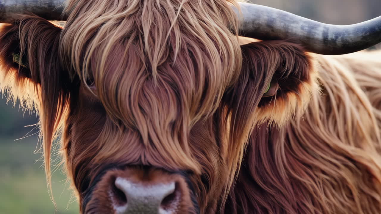 Primo piano di una mucca delle Highlands