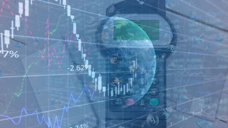 animación del procesamiento de datos financieros a través de terminales de pago