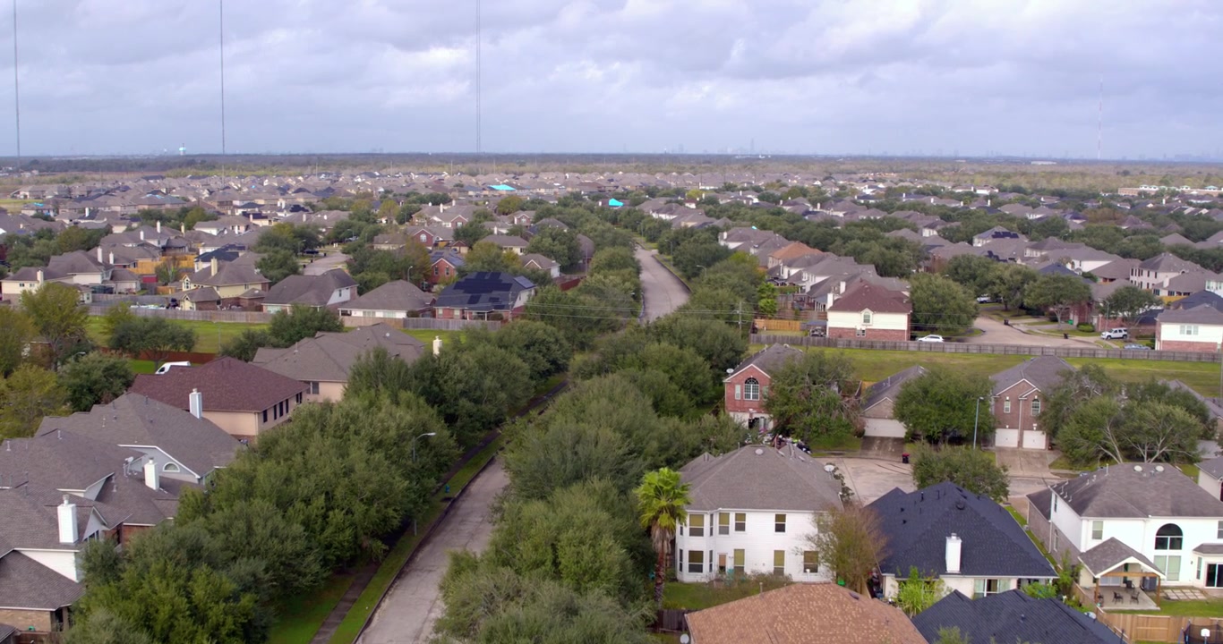 Pemandangan udara lingkungan pinggiran kota di Missouri City tepat di luar Houston, Texas