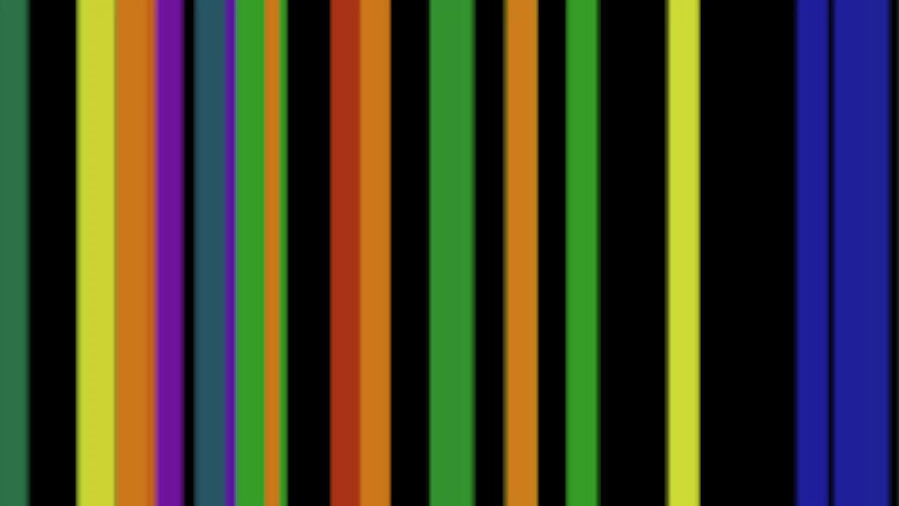 osciloscopio con líneas verticales de colores arco iris en bucle
