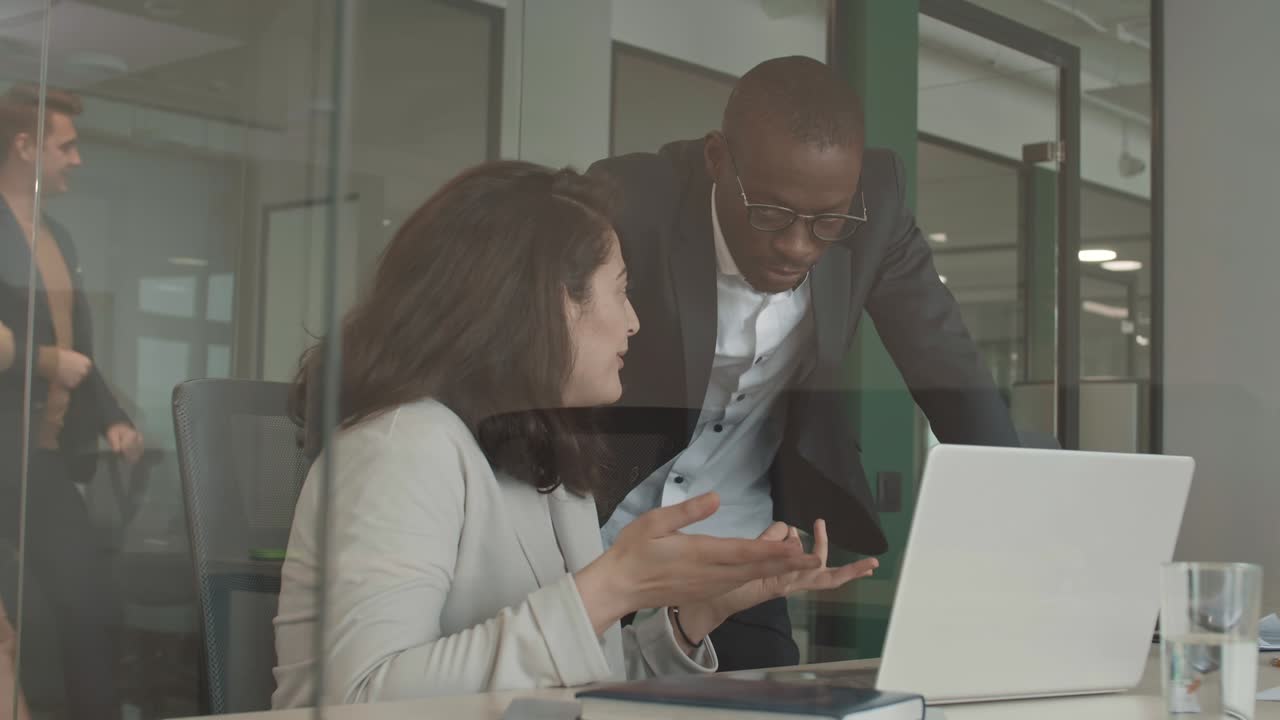Pair of Diverse Colleagues Having Meeting