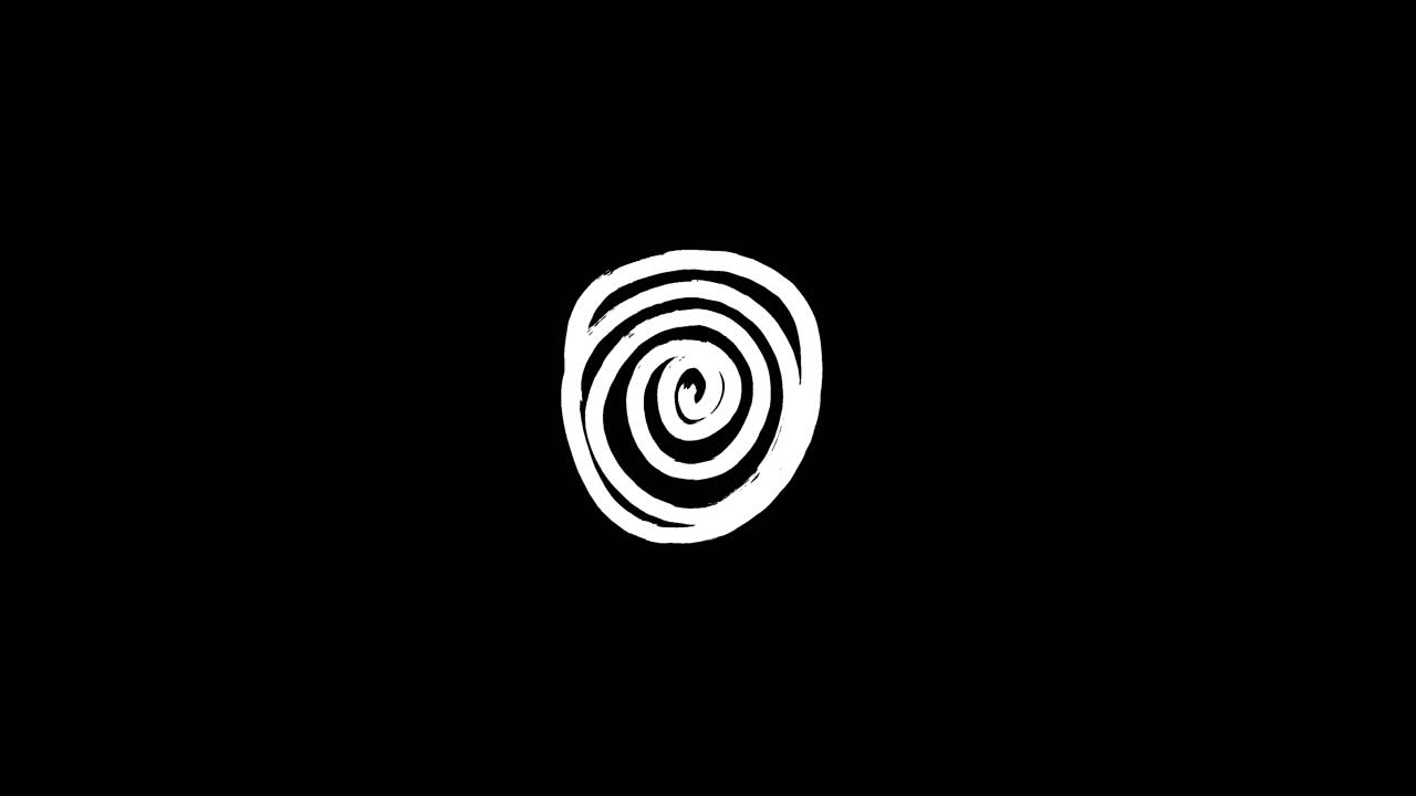 Hand Drawn White Spiral Animation on Black Background