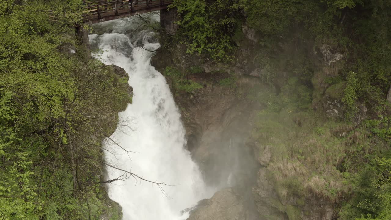 울창한 숲 속 의 웅장 한 폭포