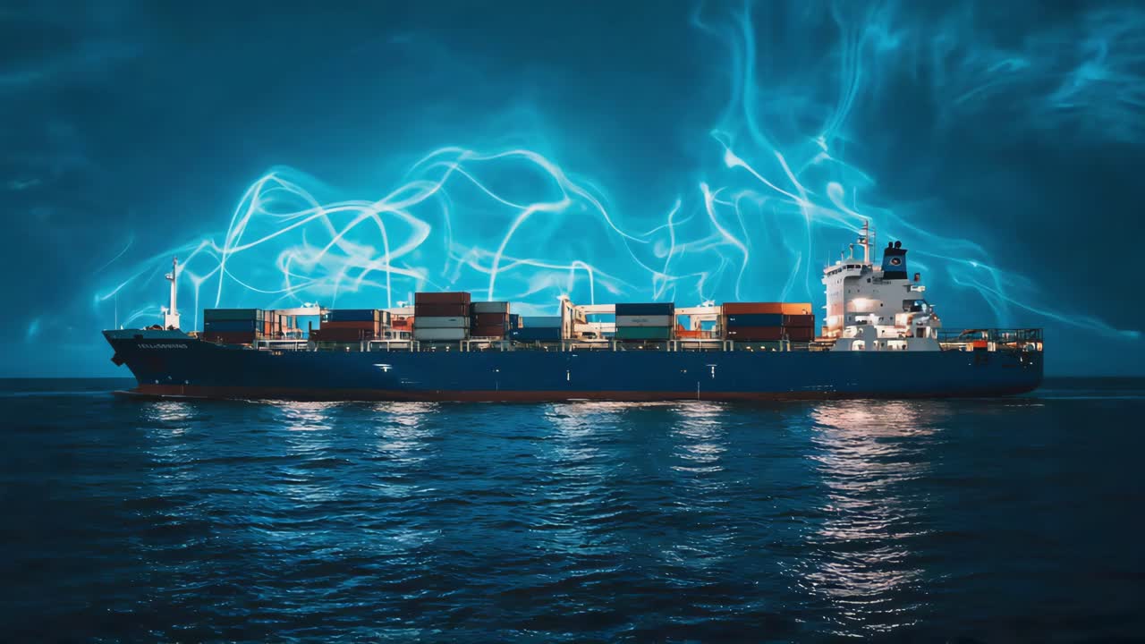 Large Cargo Ship Carrying Containers on the Ocean