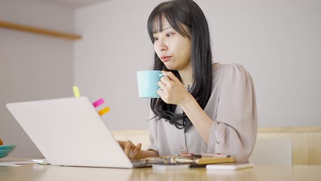 A woman working from home in a relaxed atmosphere