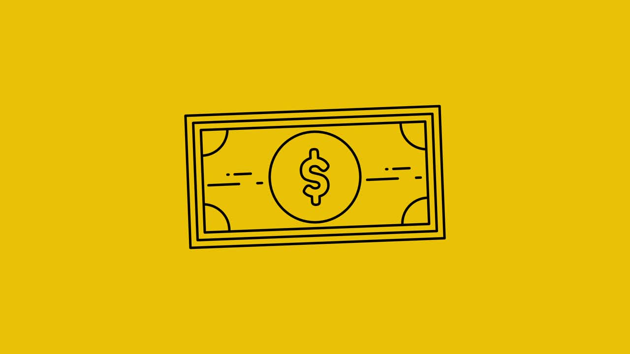 Dollar banknote black icon animation.Trim path animation.4K video ...