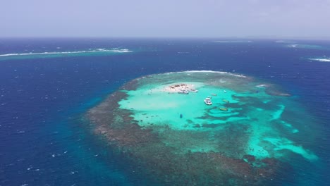 stunning aerial arc of caribbean coral islet with sandbank, cayo paraiso