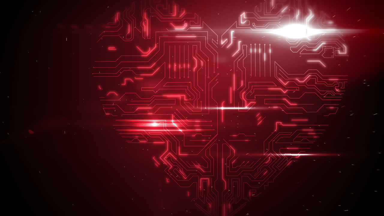 Red circuit board heart with light
