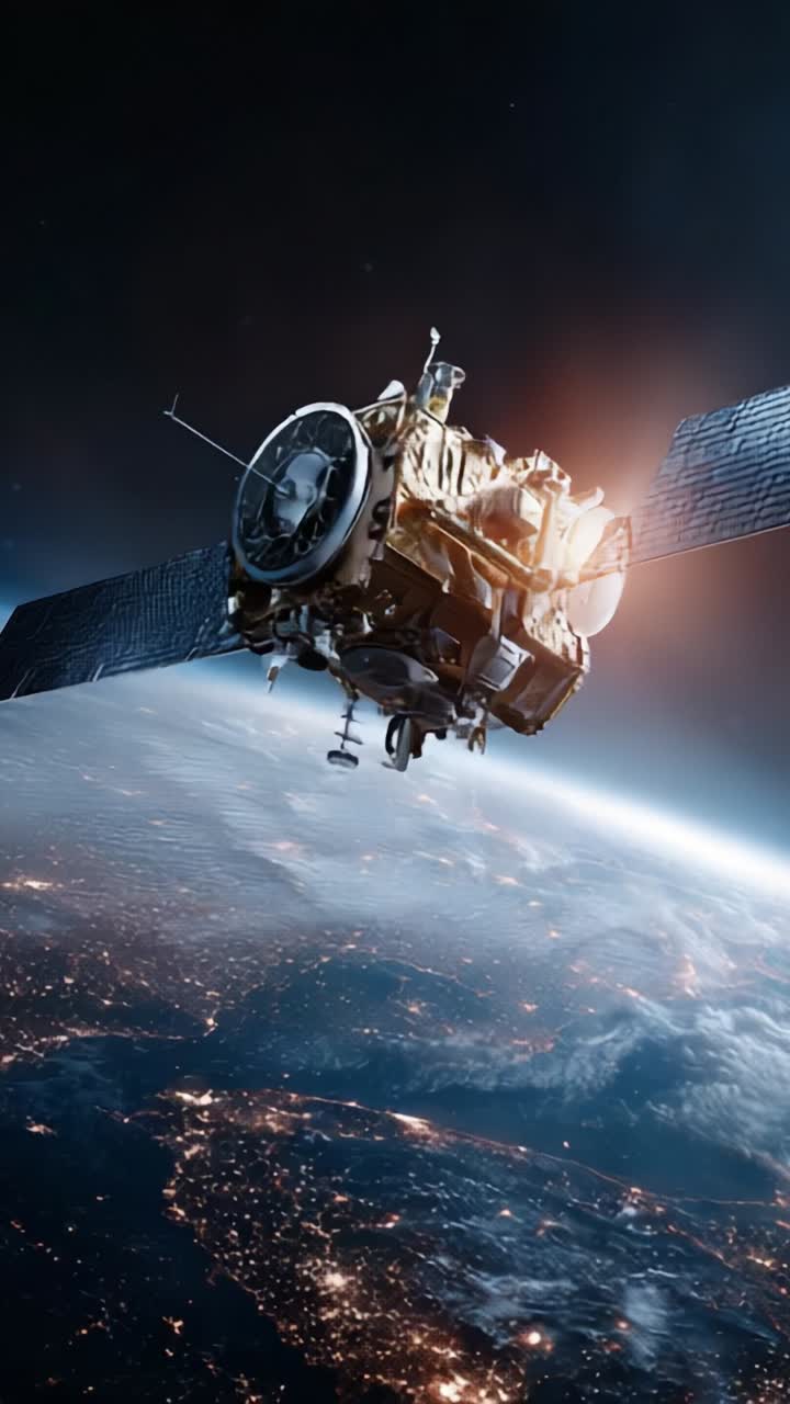 High-Definition Imagery of a Satellite Orbiting Earth, Showcasing Advanced Technology and the Vastness of Space in Stunning Detail