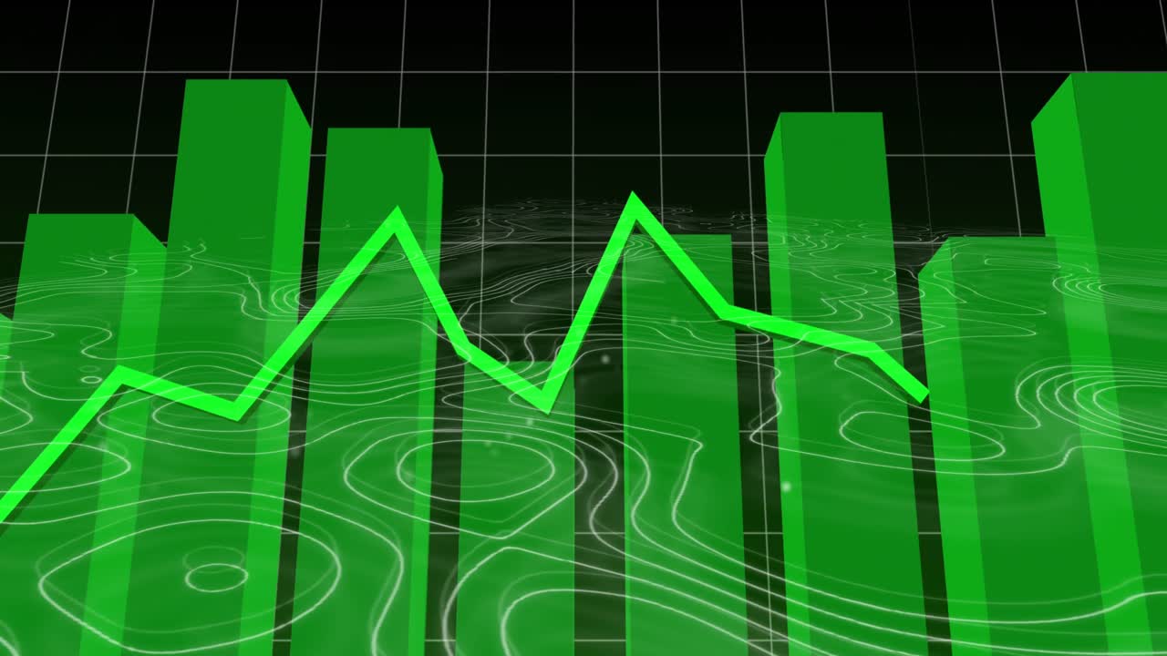 Animation of data processing over digital icons and computer circuit board