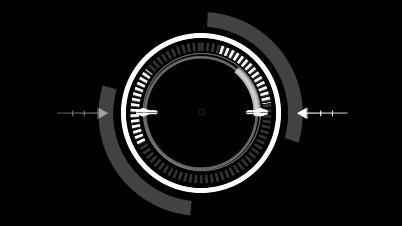 고립된 검은색 배경에 있는 허드 서클 사용자 인터페이스, 타 검색 범위 및 스캔 요소 테마, 디지털 ui 및 sf 서클, 3d 일러스트레이션 렌더링