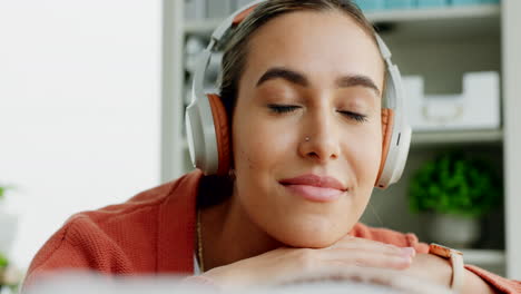 Headphones,-relax-and-woman-listening-to-music