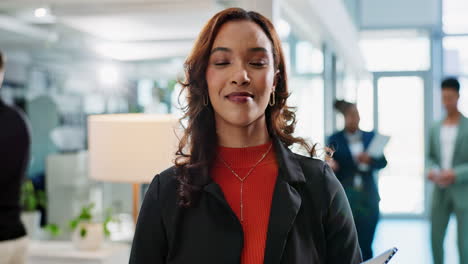 smiling businesswoman in an office setting