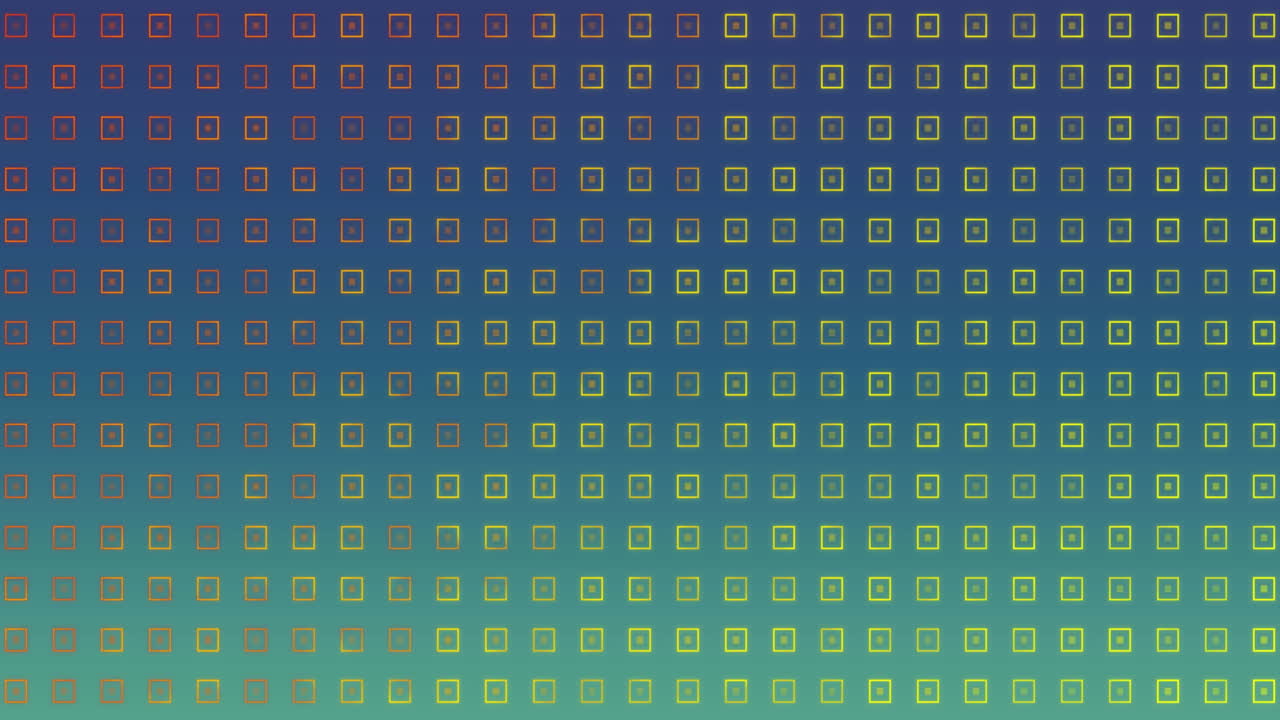 青い背景で動く緑と赤の形状のアニメーション