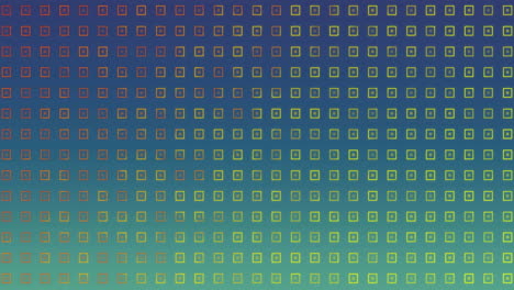 animación de formas verdes y rojas que se mueven sobre un fondo azul.