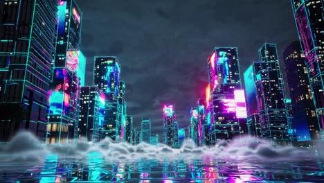 neon cyberpunk city at night