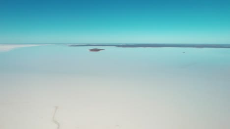 aerial wide view of infinity white colored mirror effect from lake gairdner, large salt lake, australia