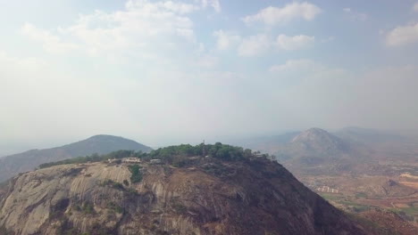 capturing of serene beauty of nandi hills situated at chikkaballapur, karnataka in india. famous tourist destination. aerial shot.