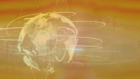 animación digital de rastros de luz sobre el globo giratorio contra un fondo gris