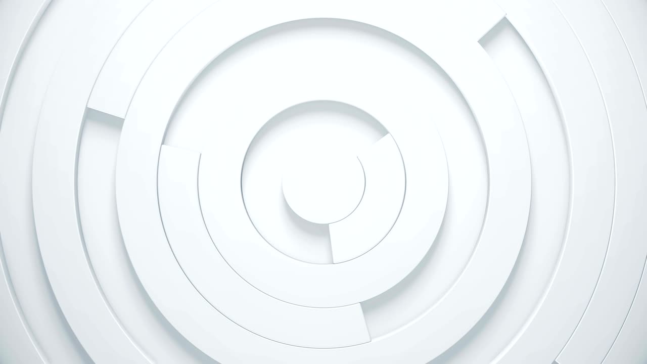 animación de anillos 3d con centro geométrico. fondo abstracto de moda con formas simples. bucle sin costuras.