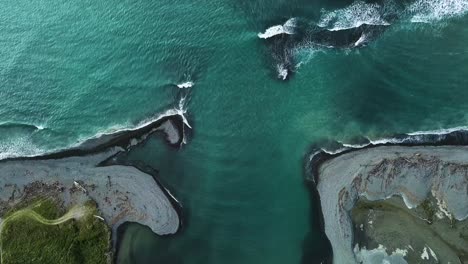 static top-down drone view of east cape estuary on north island, new zealand