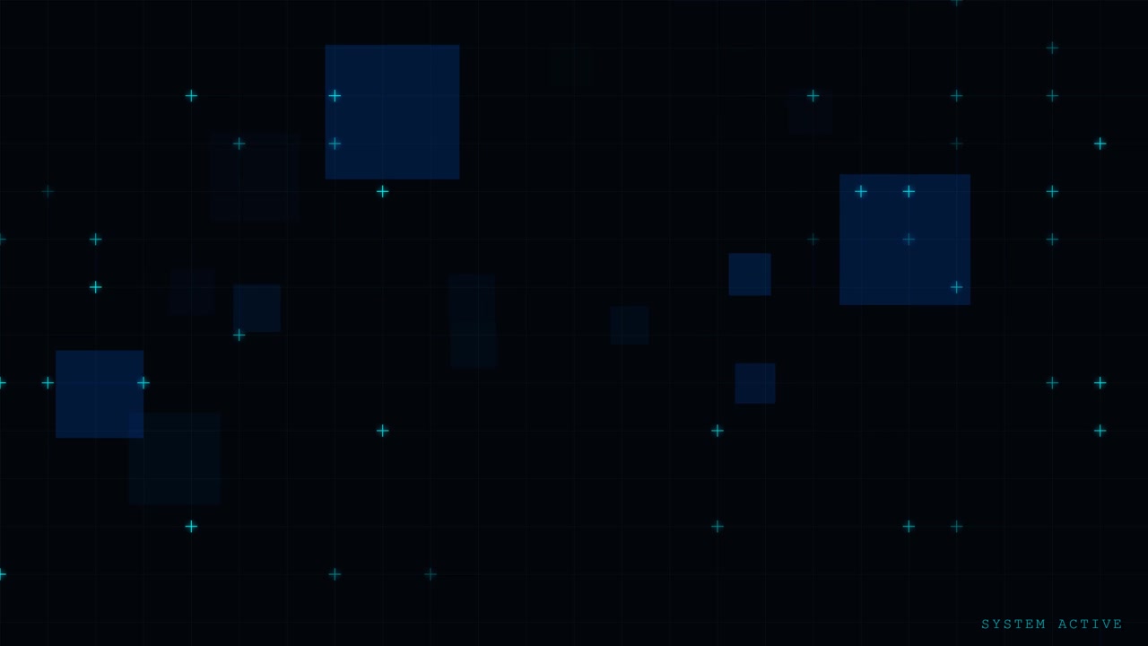 Abstract Digital Background with Floating Blue Squares and Grid