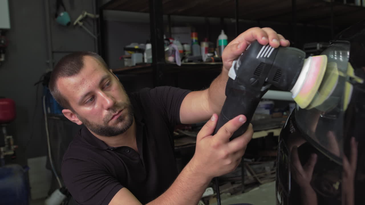 Car Detailing and Polishing in a Garage