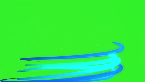 4k video of abstract shiny blue design elements on green background.