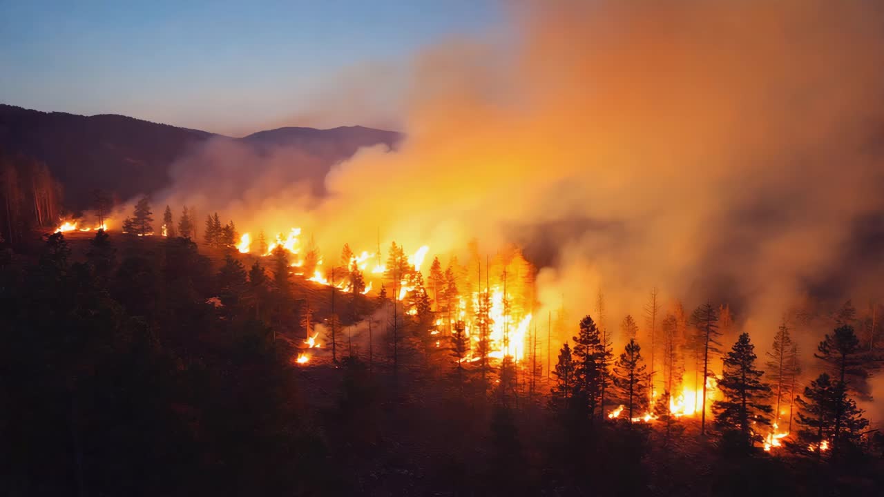 Incendio forestale di notte