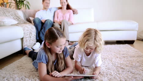 Children using a tablet computer