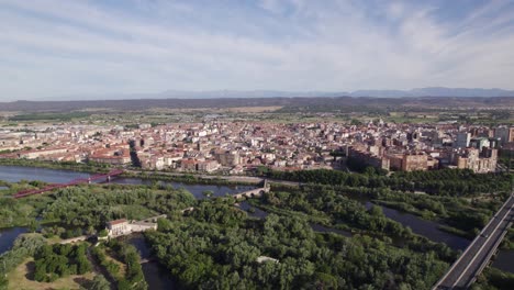 establishing shot of talavera de la reina, wide aerial panorama