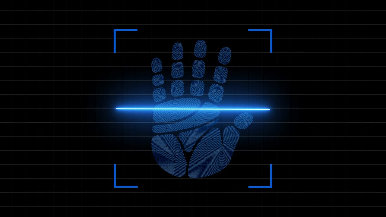 escáner biométrico de huellas dactilares. concepto de identificación de la tecnología de huellas digitales.