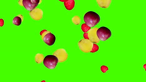 fruits falling animation chroma key element loop, apples and lemons