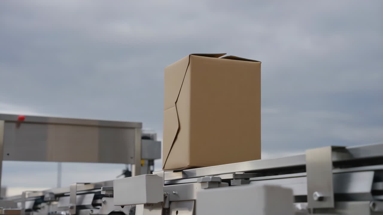 Cardboard Box on a Conveyor Belt